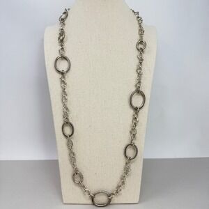 Michael Dawkins Black Sea Necklace Textured Oval Sterling Silver Starry Night